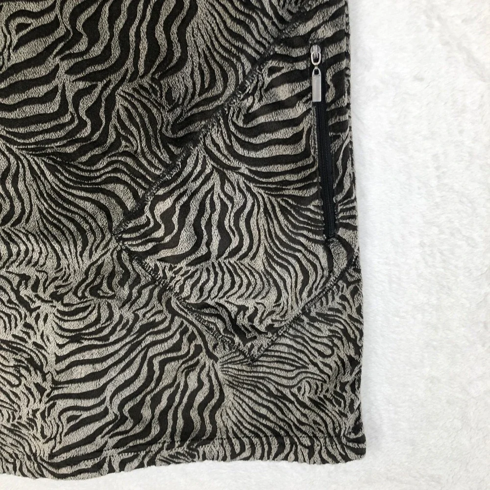 WOOLY BULLY WEAR Cowl Neck Fleece Top Women's Sz XL Black Gray Pullover Tiger‎